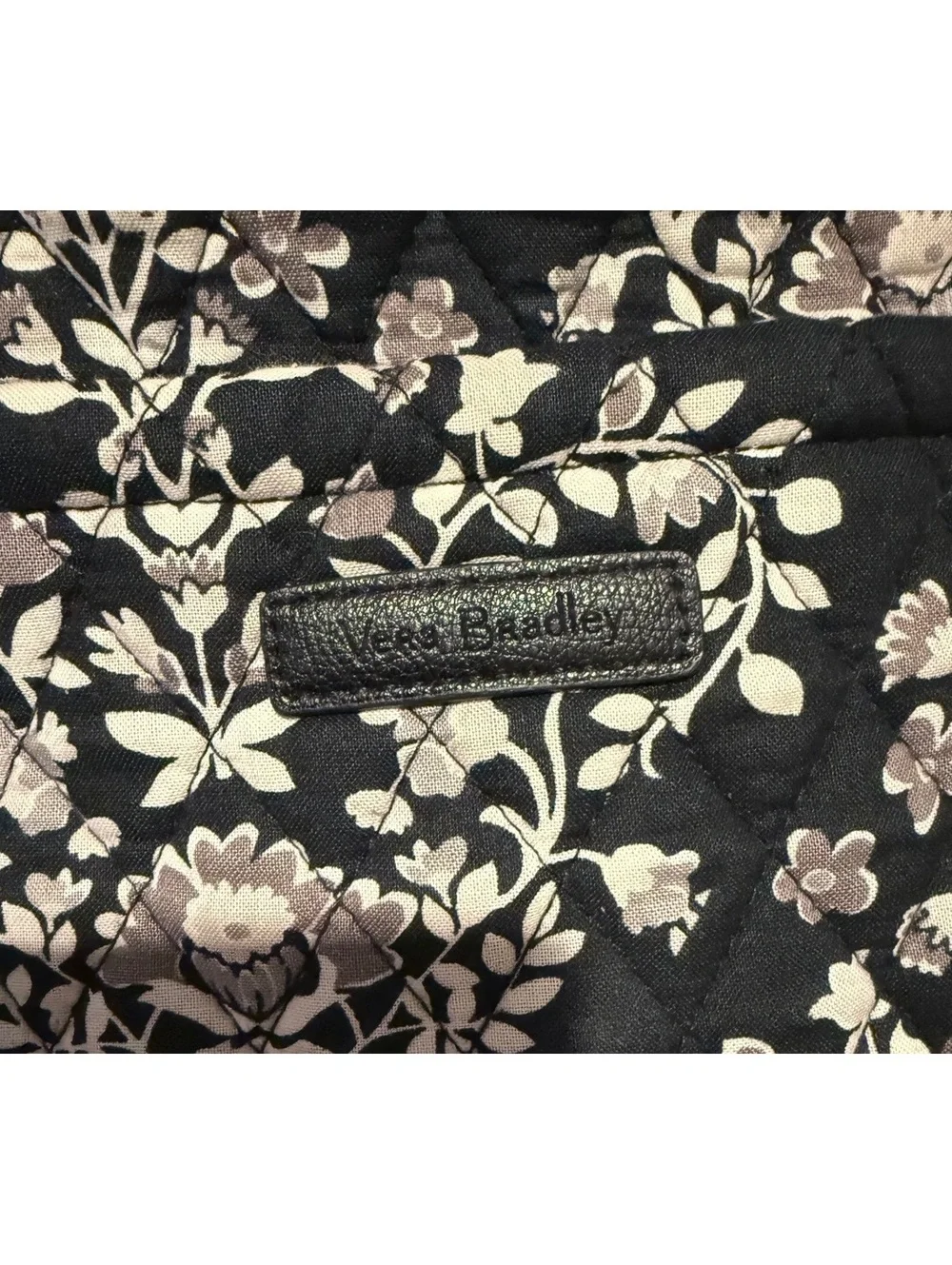 Vera Bradley Quilted Floral Tote Bag Black and Beige